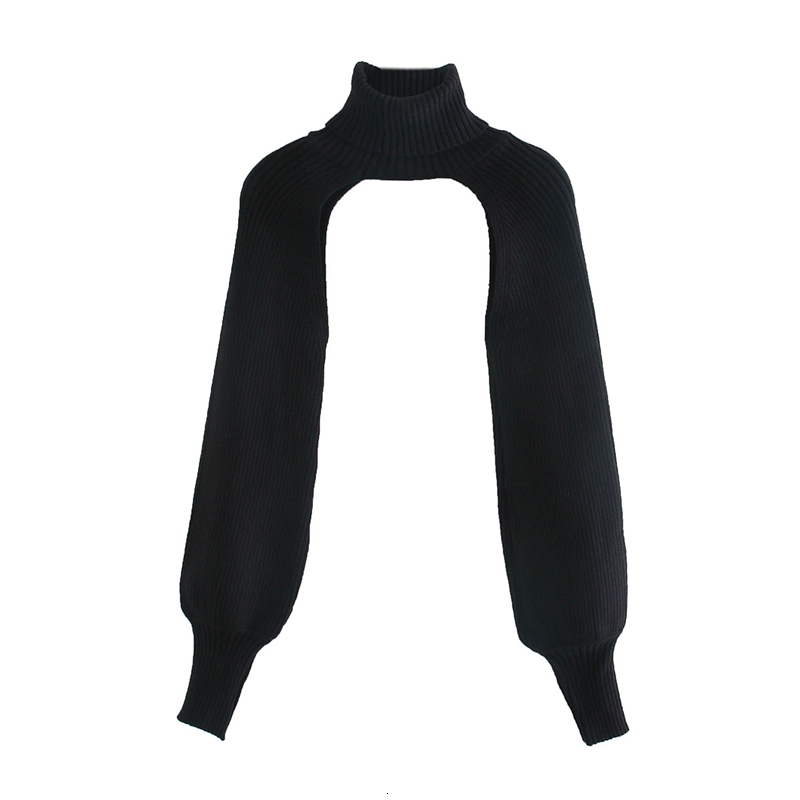 

2021 New Streetwear Gola Alta Blusas Moda Senhoras Lanterna Manga De Malha Topos Elegante Feminino Chique Slido Camisola Curta Weja, Black