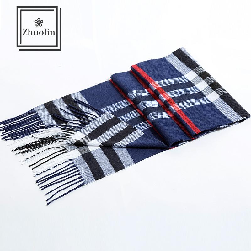 Zhuolin NOUVEAUX ARRIVÉRES MENS PLAID AUTOMNE ET HIVER Écharpe Écharpe Fashion Casual Cashmere Cadeau