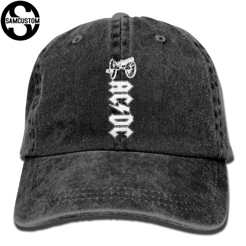 

SAMCUSTO acdc 3D Creative personality Washed Denim Hats Autumn Summer Men Women Golf Sunblock Hockey Caps, White