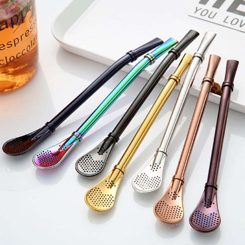 

2019 new product reusable bar accessory stainless steel filter drinking straw spoon1