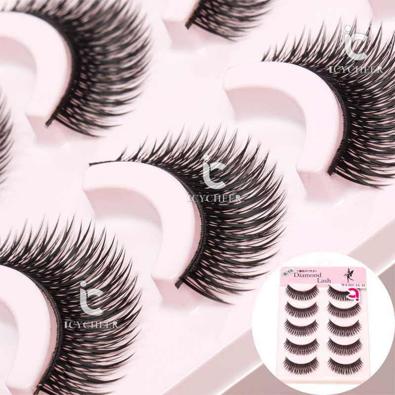 

3D False Eyelashes Mink Hair 5 Pairs Makeup Eye Lashes Natural Bushy Cross Black