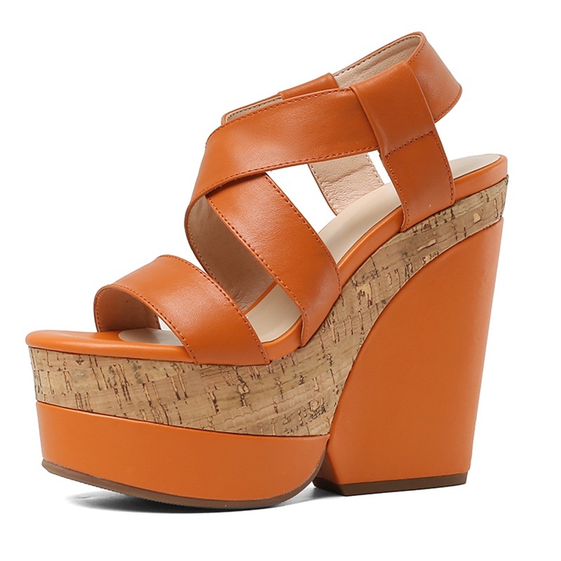 

2021 Genuine Leather Soft Women's Slide Sexy Wedges High Heels Woman Shoes Party Sandals 39 67g4, Blue