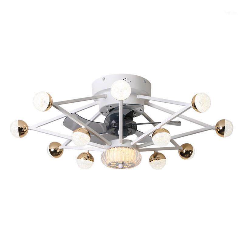 

2020 new Nordic modern geometric design ceiling fan lamp magic bean LED lighting dimming bedroom fan lamp AC2201