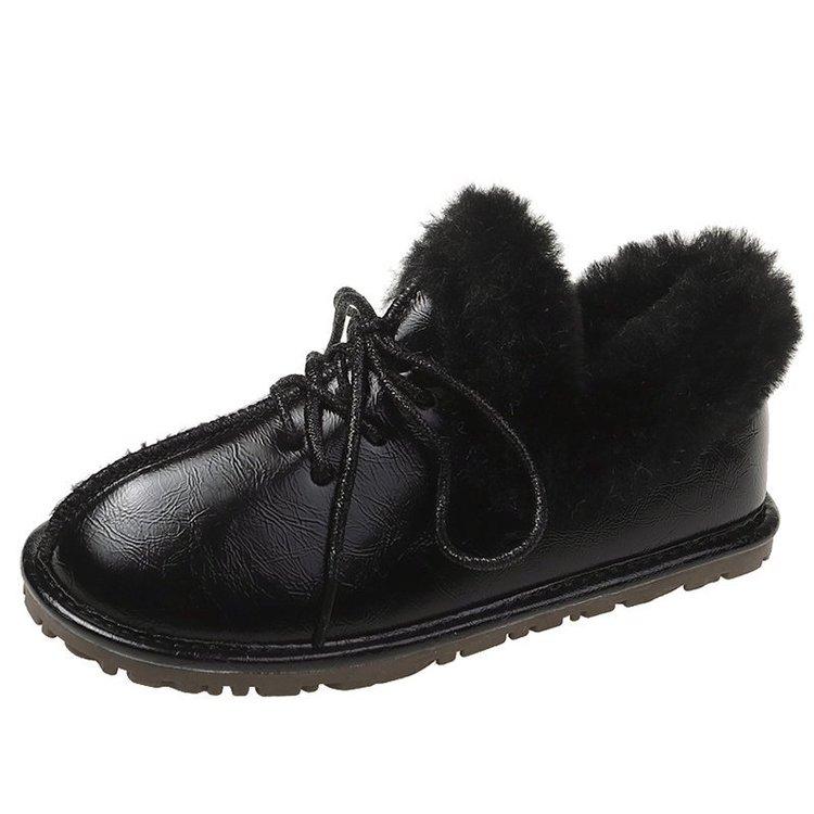

NEW Classic Cowhide Leather Snow Boots Plush Wool Women Warm Winter Boots Shoes Large Size Outdoor Black Gray Colors Cozy