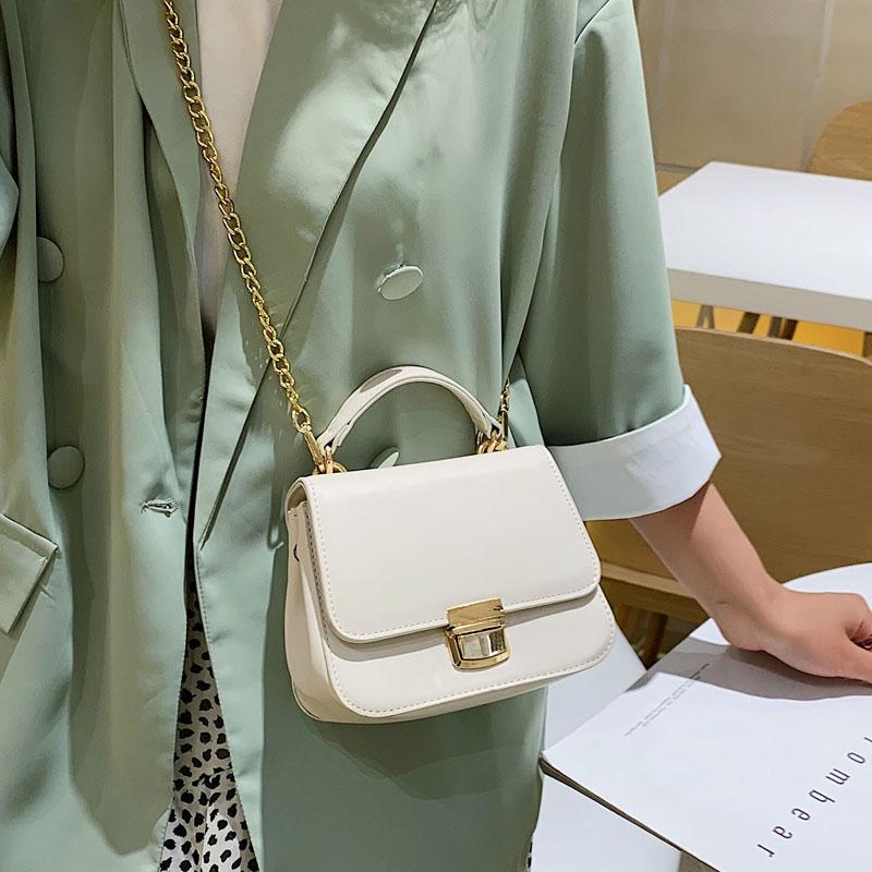 

Mini Square Tote bag 2021 Fashion New High quality PU Leather Women's Designer Handbag Lock Chain Shoulder Messenger Bag, Black