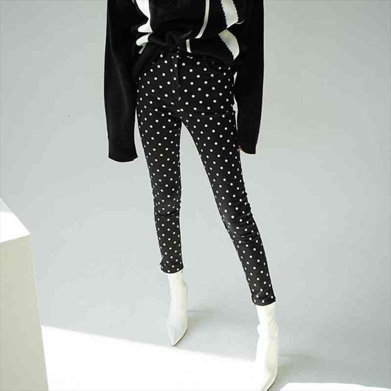 

polka dot jeans for women skinny jeans high waist women pants stretch denim trousers female denim pencil pants, Blue