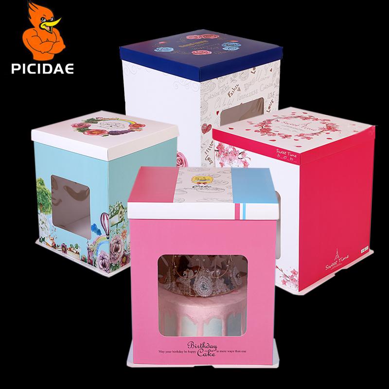

Print Cover Window Square Cake Box Transparent Packaging Party Lovely Goods Toy Doll Festival Wedding Birthday Gift Pastry