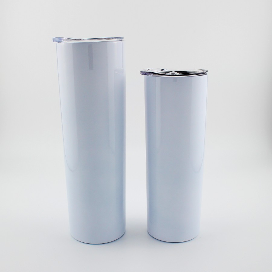 

20 /30 oz Heat Sublimation Tumblers with lid Stainless steel blank white tumbler vacuum insulated water coffee cup Straw