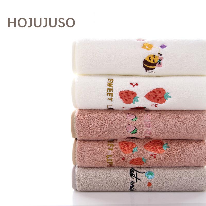 

Coral Fleece Quick-Drying Towel Non-pure Cotton Household Adult Baby Soft Absorbent Facial Wash Towel Fruit Pattern Animal Patte