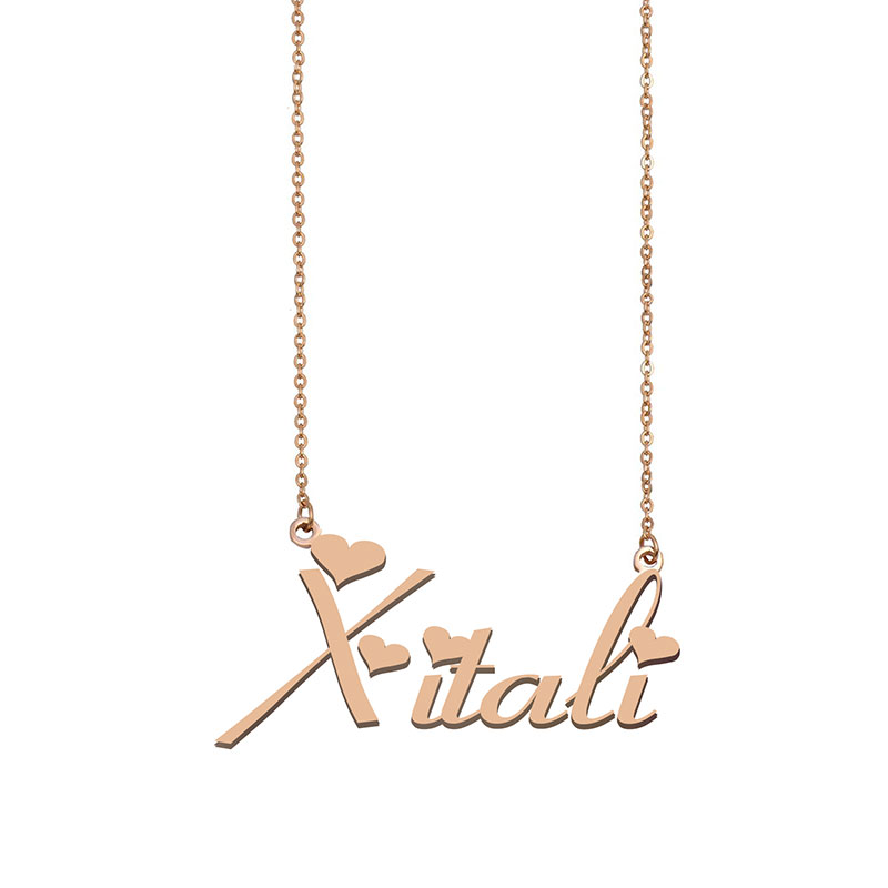 

Xitali Name Necklace Custom Nameplate Pendant for Women Girls Birthday Gift Kids Best Friends Jewelry 18k Gold Plated Stainless Steel, Silver