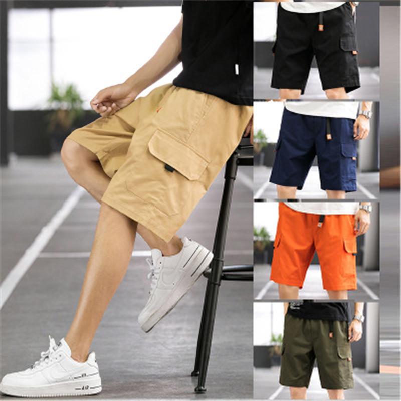 

Beach Mens Casual Overalls Pants Fashion Trend Loose Multi-bag Plus Size Shorts New Designer Male Drawstring Comfortable Pants