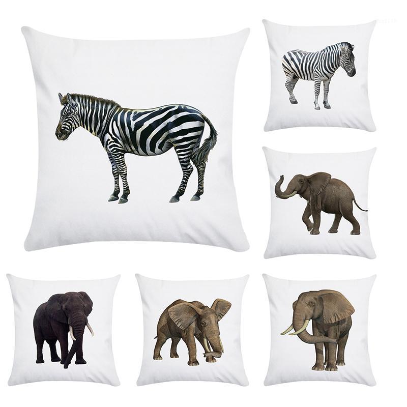 

Africa Wild Elephant Zebra Pillowcase Polyester Pillow Case for Sofa Home Decorative Printed Throw Decor Cushion Cover CR1791, Cr17912