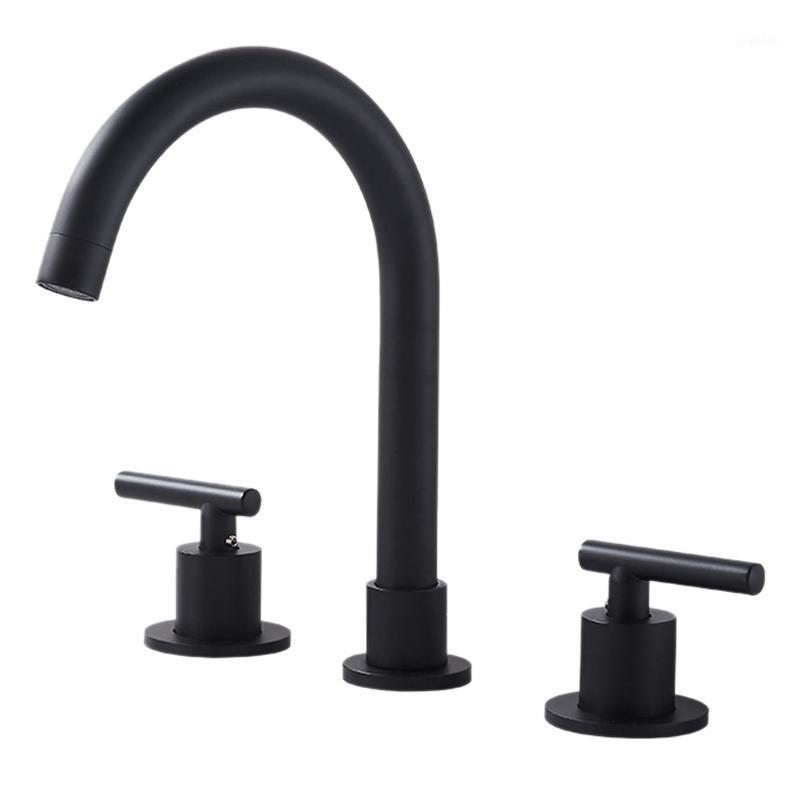 

3PCS LFS-A0688-MT-C Two Handle Widespread Bathroom Sink Faucet with Crop Up Drain Assembly,Matte Black1