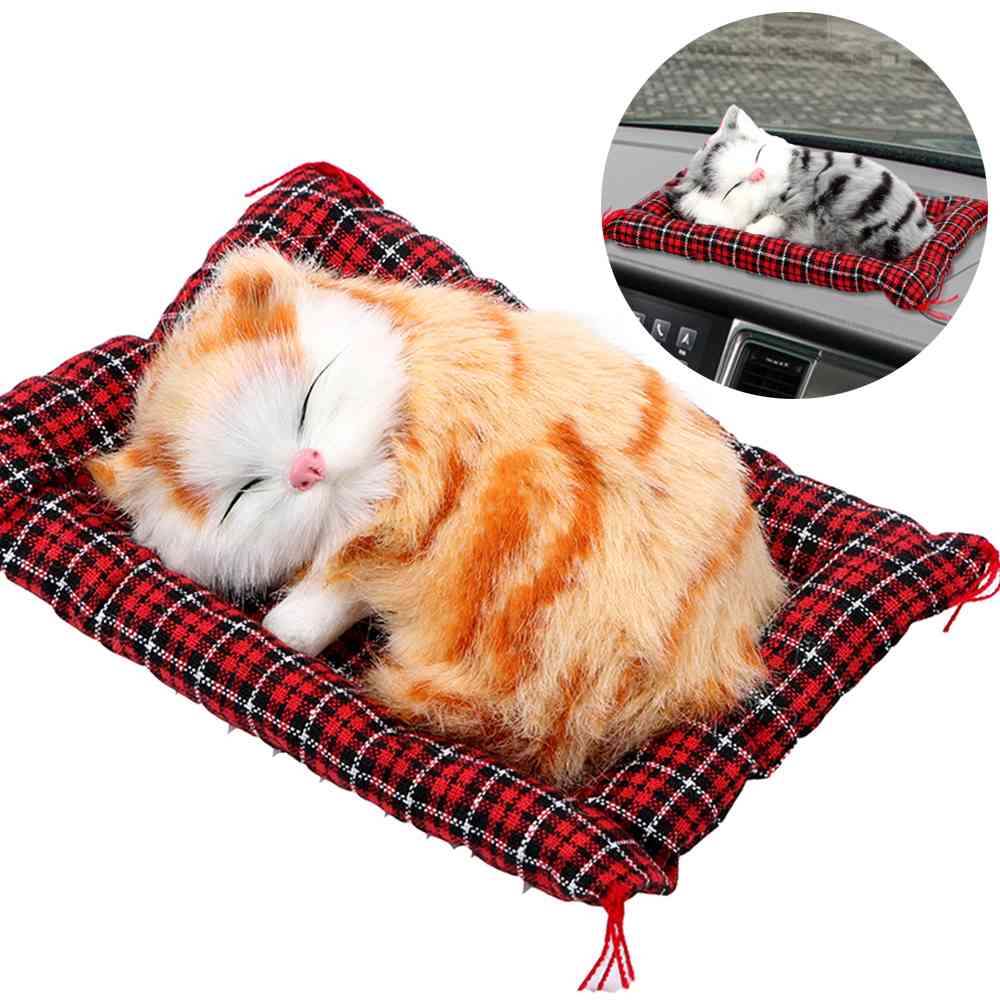 Car Ornaments Cute Simulation Sleeping Cats Lovely Plush Kittens Doll Toy Home Dashboard Decoration Auto Interior Accessories-image-747794146