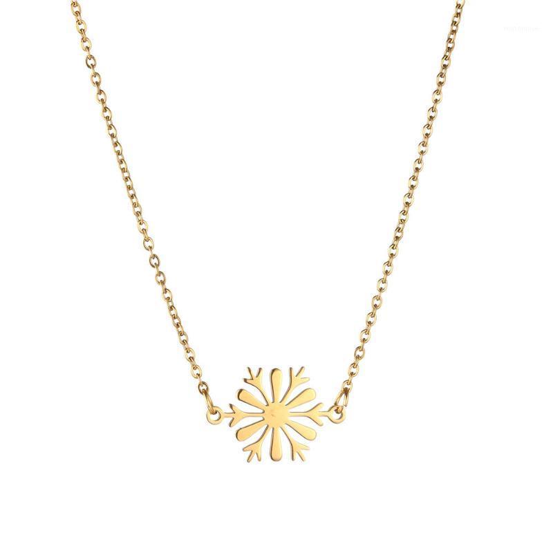 

New Fashion Stainless Steel Thin Chain Snowflake Pendant Necklace For Woman Charm Flower Choker Best Gift Jewelry1