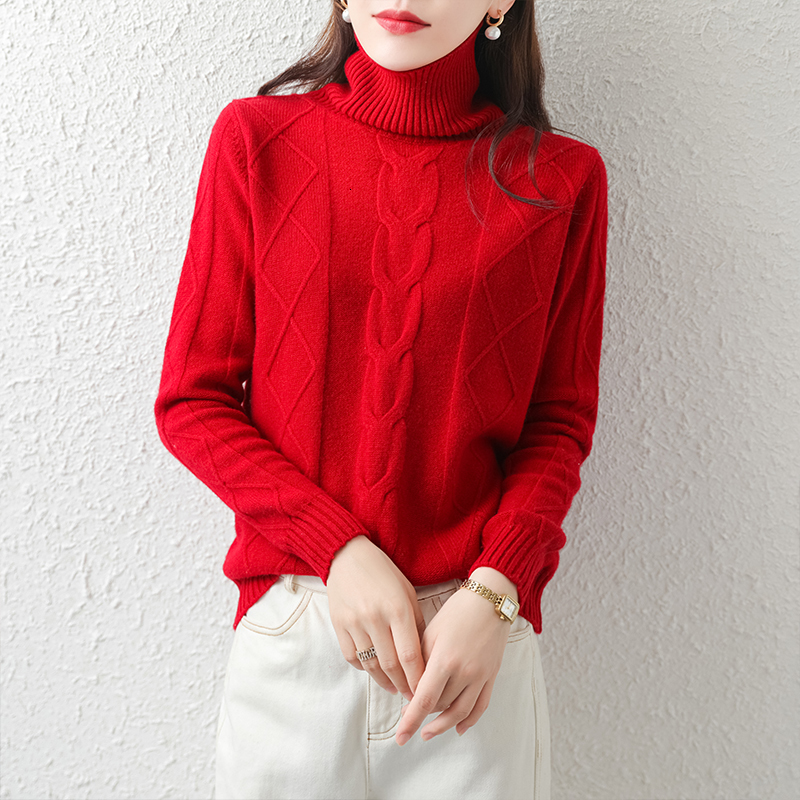

2021 High quality 100% New Hot Winter Sweaters Thick Women's Clothes Turtlenecks for Women Wool Knitting Jumpers Q0Z7, Black