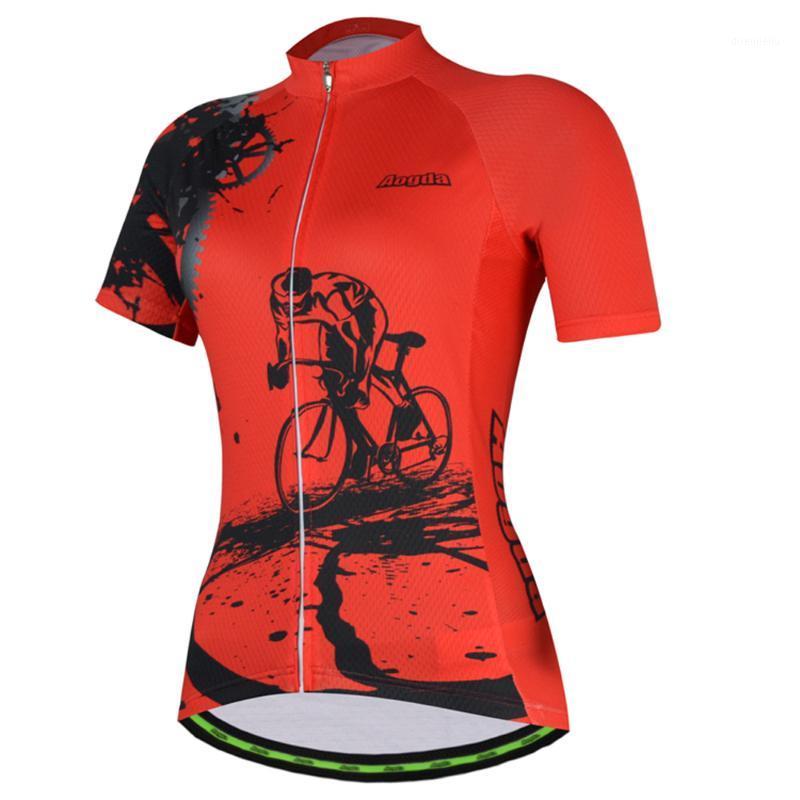 

Aogda 2020 Summer Cycling Clothing Tops Short Sleeve Women Cycling Jersey Red Road Mountain Bike Shirt1, Jersey only