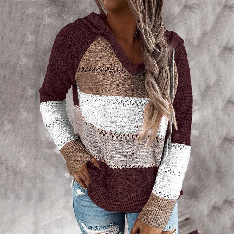 

Sweater for Women Pullover Hoodie Ladies Casual Fashion Plus Size Long Sleeve Stripe Sweatshirts Top A66, Black