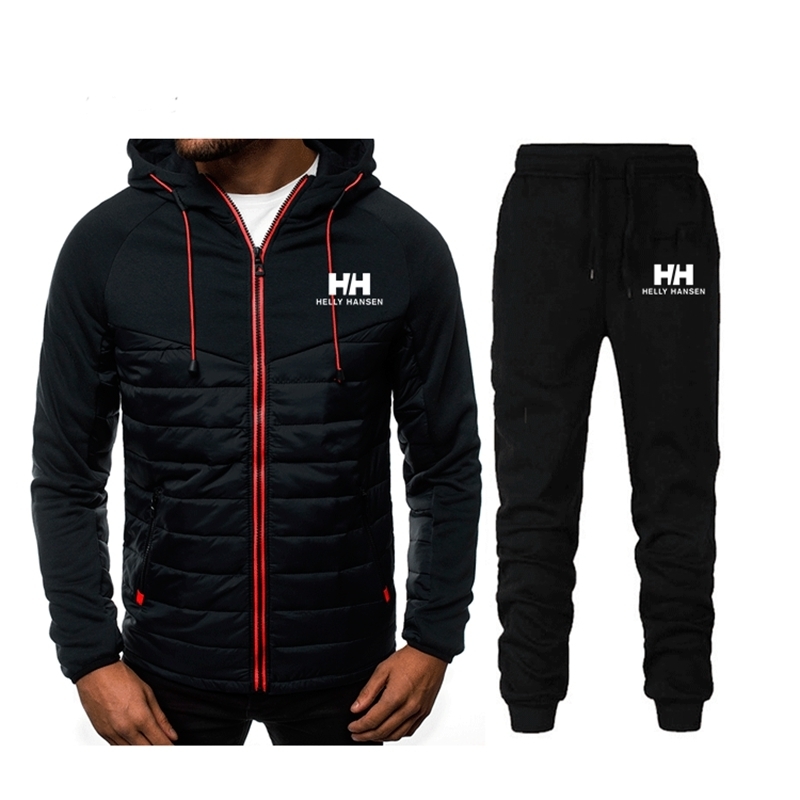 

Spring Autumn 2020 Men Sweat Suit Set Striped Tracksuit Men Outfit Full Sleeve Tops with Hood Outdoor Sport Wear Men 2 Piece Set LJ201117