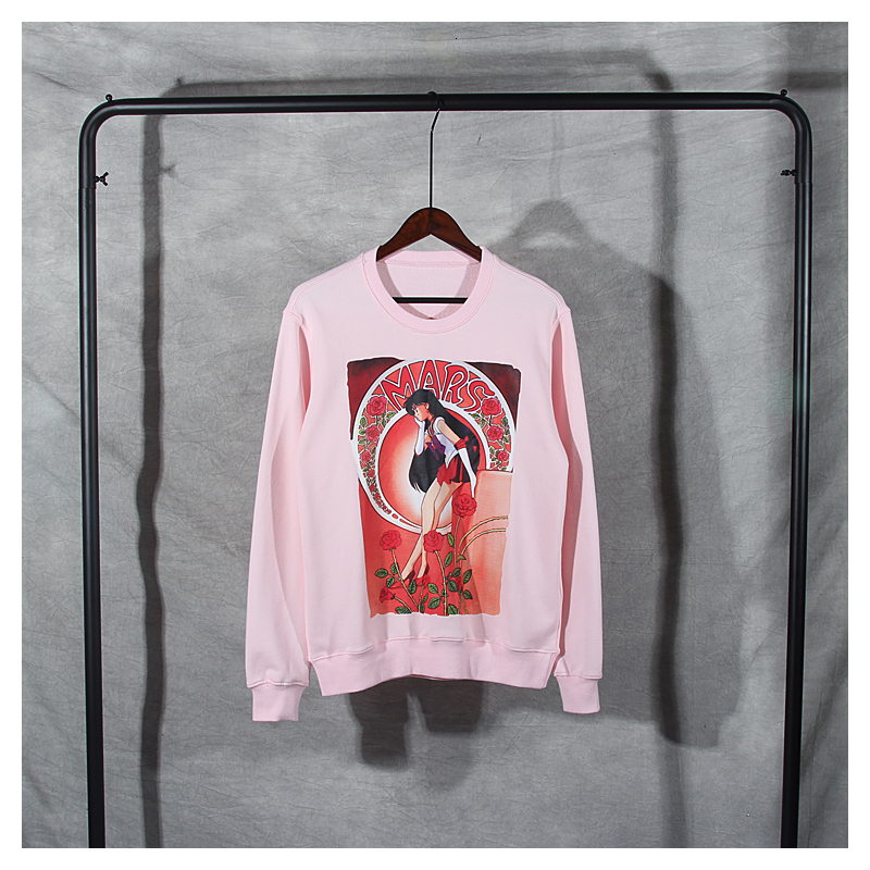 

2021 Sailor Moon Printed Fall New Trend 100% Cotton Pullover Long Sleeve Couple Hoodie High Street Sweatshirt Men G81m, Pink