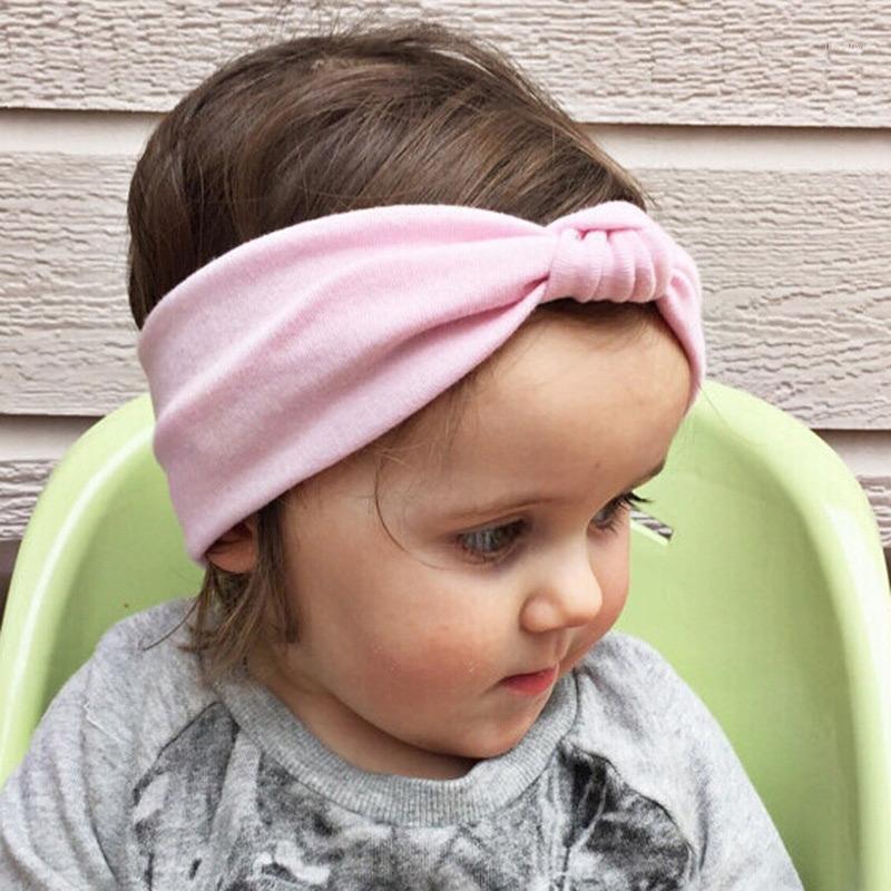 

Newly Fashion Baby Girls Tie Knot Headband Cotton Hair Band Toddler Solid Hairband Headwear Bandeau DO991, Gray