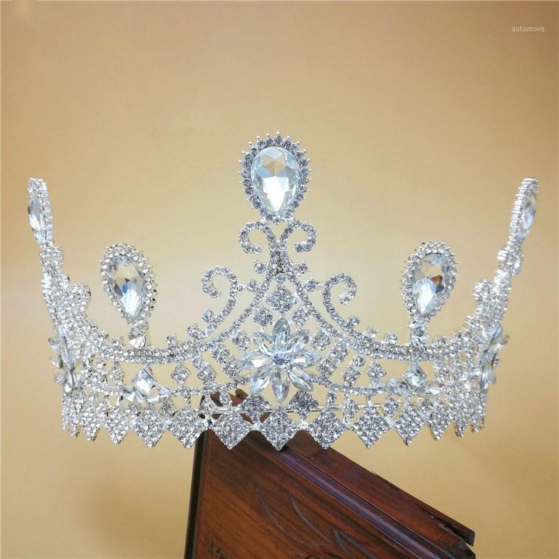 

Vintage Baroque Blue Clear Crystal Bridal Tiaras and Crowns Wedding Hair Jewelry Accessories High Quality MY35451