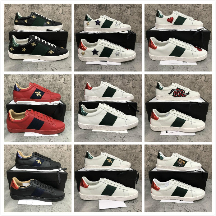 

2021 Arrival Fashion Men Women Casual Shoes Sneakers Top Quality Genuine Leather Bee Embroidered, 2020