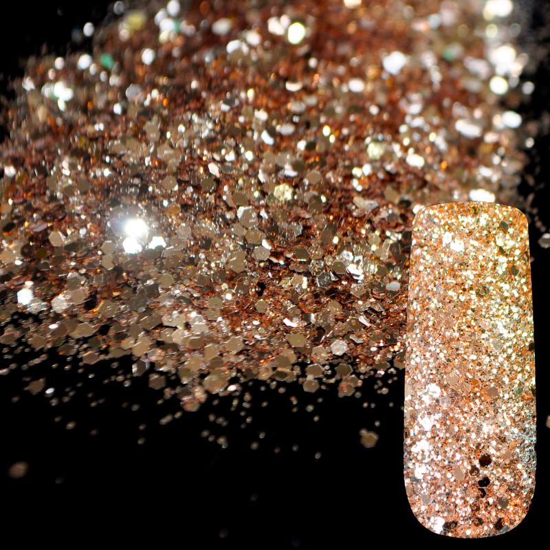 

4g Fashion Glitter Hexagon Nail Sequins Mix Size Deep Gold Acrylic Nail Glitter Powder Polish Manicure Products 273