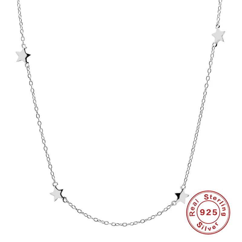 

Other GS 925 Sterling Silver Gold Minimalist Stars Pendant Choker Chain Necklace For Women Party Wedding Fine Jewelry Birthday Gift