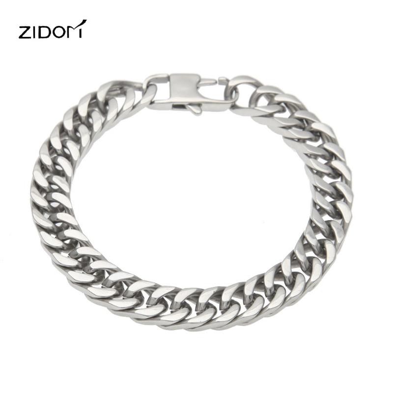 

Stainless Steel High quality never fade Men punk bracelets fashion 1.1cm width 22.5cm long cuban chain bracelet male jewelry