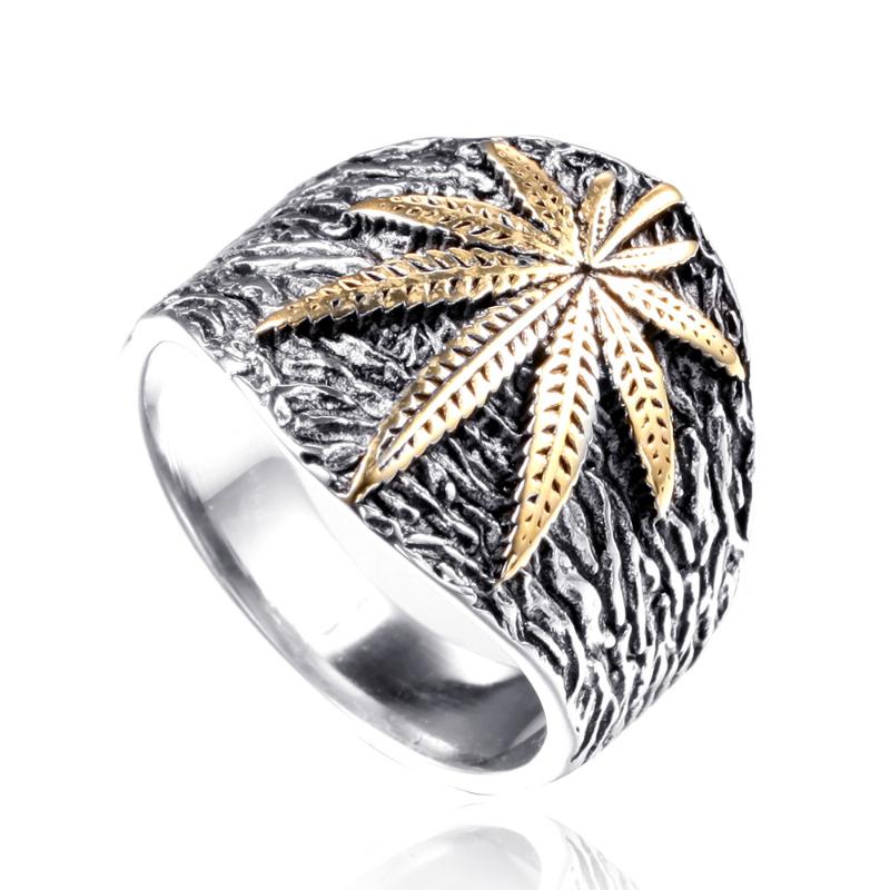 

Mens Stainless Steel Ring Hip Hop Punk Style Gold Color Signet Ring for Rocker Mujer