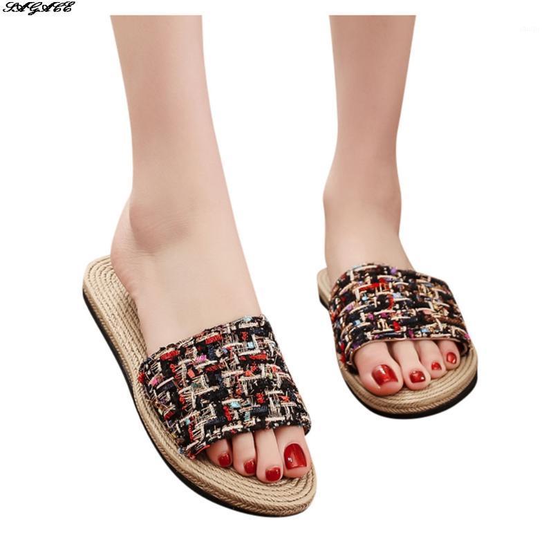 

SAGACE Women's Women's Fashion Casual Open Toe Flats Outdoor Slippers Rattan Comfortable Beach Slippers1, Beige