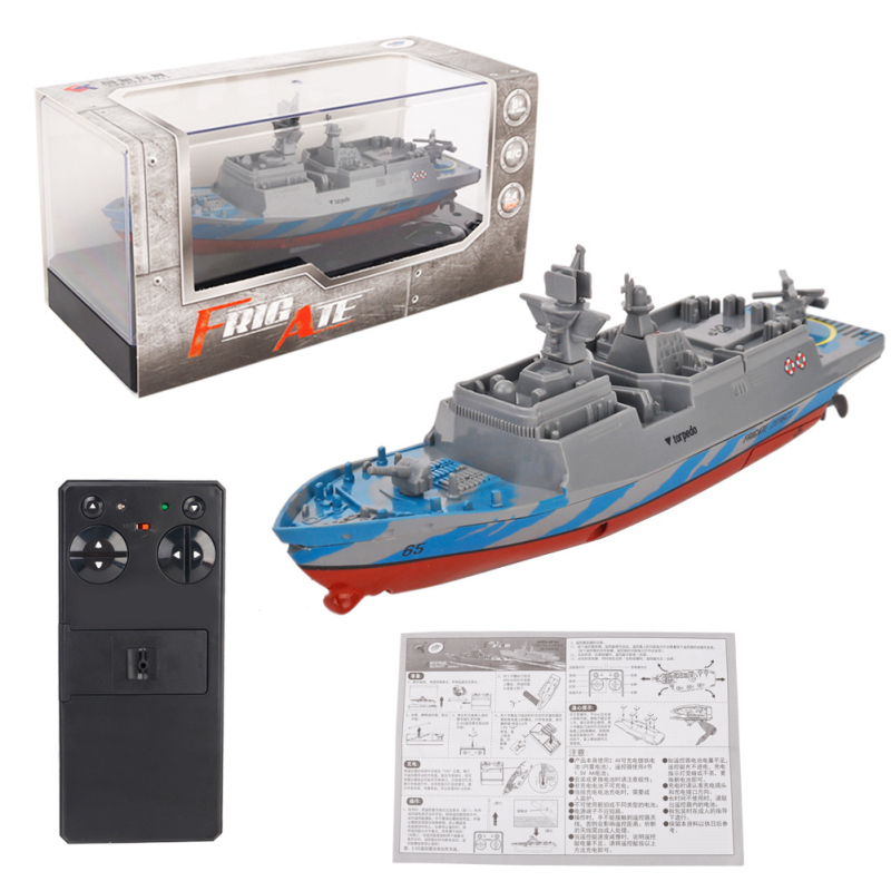 

Warship 2.4G Remote Control Mini Electric Carrier Outdoors Water Play Toy Speedboat RC Destoryer Waterproof Boat Toys, Blue