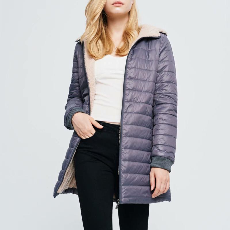 

Johnature Women Hooded Casual Parkas Solid Color Slim Zipper Warm Coats Lining Polyester Fiber Waterproof Women Parkas Coats, Black