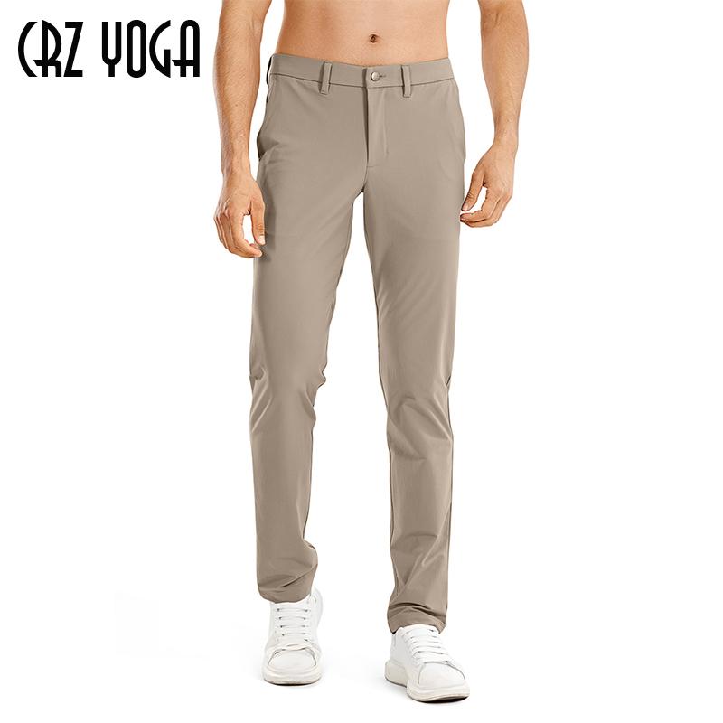 

CRZ YOGA Men's Skinny Stretch Slim Casual Solid Dry Feeling Pants with Side Pockets 34 inches, Cliff ash04