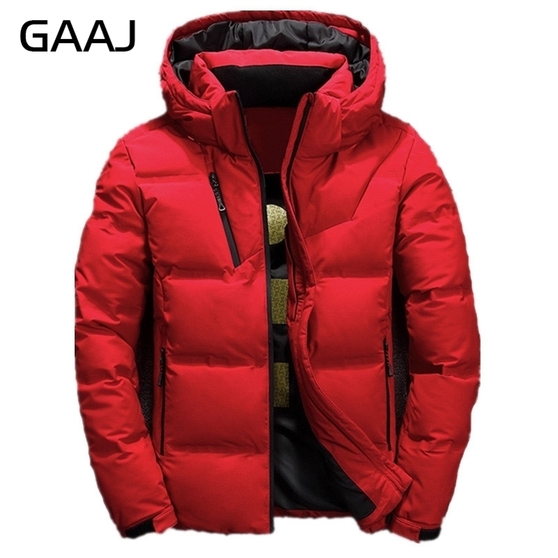 

Drop Shipping Winter Warm Men Down Jacket Coat Casual Autumn Puffer Thick Hat White Duck Parka Mens Zip Jackets Hoody Anorak Man 201130, Red