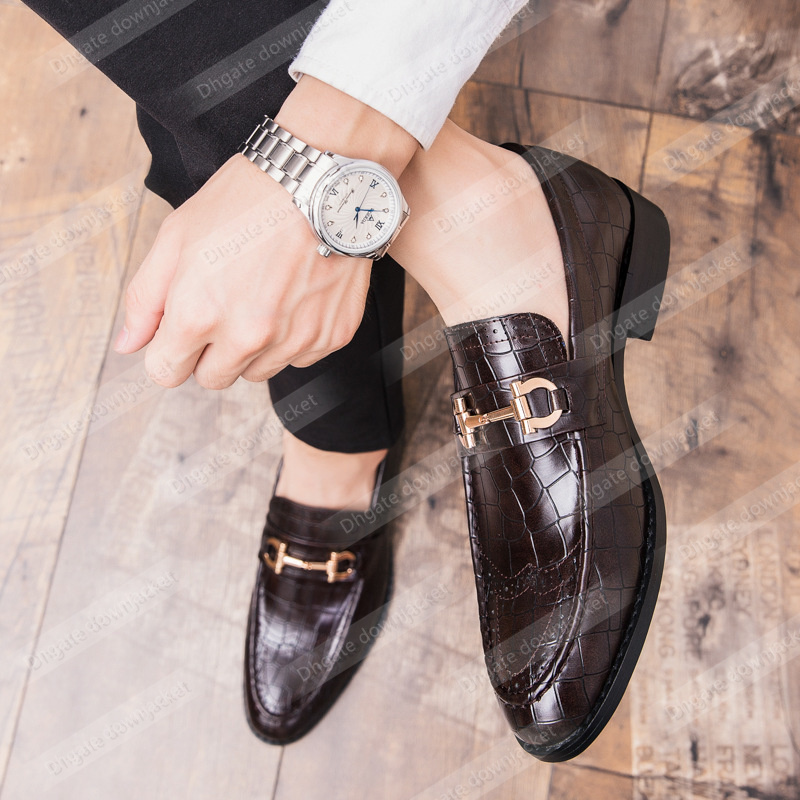 

Men Formal Business Brogue Shoes Men's Crocodile Dress Shoes Male Casual Leather Wedding Party Loafers Plus Size 47, Black