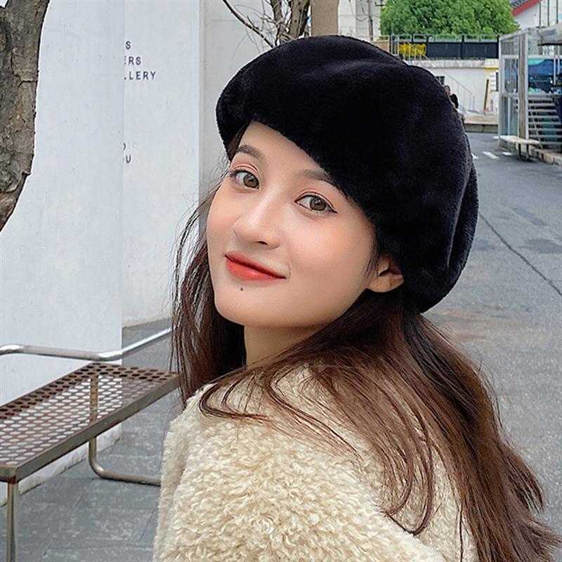 

1pc Woman All-matched Hat Warm Chic Beret Hat Fashion Retro Girl Painter, Black