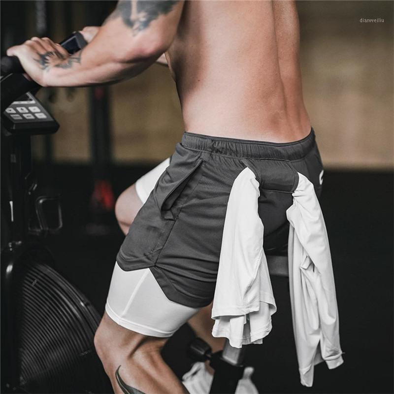 

2020 Sport Shorts Men Gym Fitness Shorts 2 IN 1 Running Jogging Short Pants High Quality Mens Gyms Training Men1, White