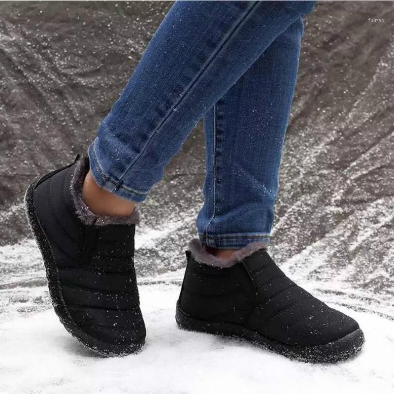 

Waterproof Women Winter Shoes fashion female Snow Boots with Warm Fur Inside Anti skid Bottom Keep Warm Casual Boot Size 35-411, Black