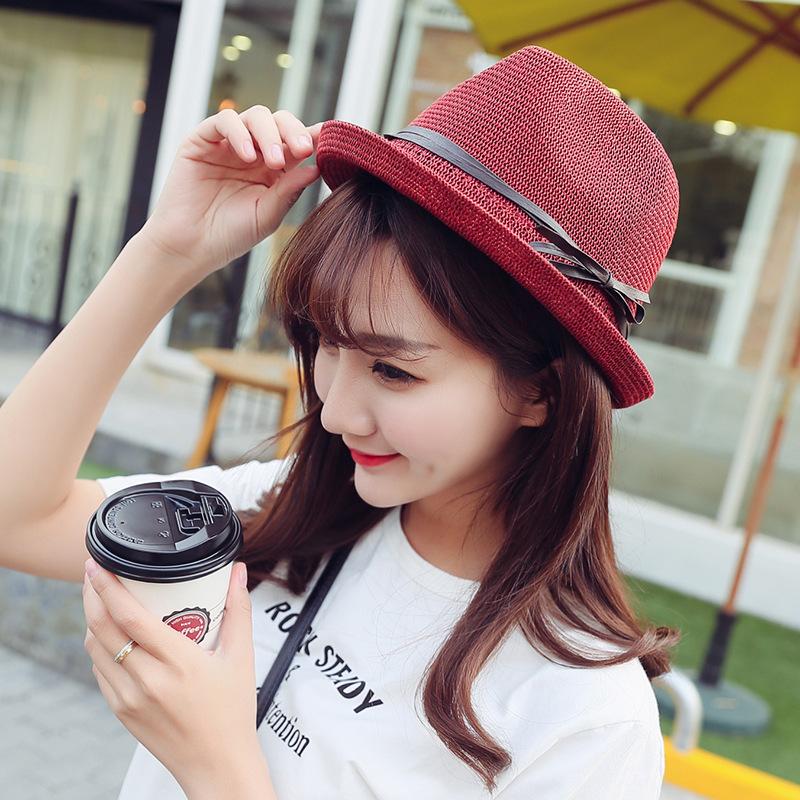 

Hot Women Fashion Summer Casual Trendy Beach Sun Straw Panama Jazz Hat Cowboy Fedora hat Cap Jazz, Black