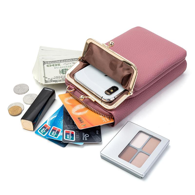 

High Quality Phone Bag PU Leather Large Capacity Travel Portable Shoulder Bag Brand Ladies Crossbody Fashion Messenger, Black