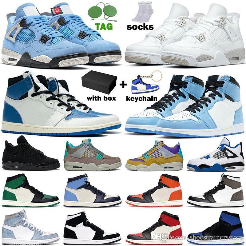 

2022 Basketball Shoes men women jumpman 1 1s 4 4s Bred Military University Blue White Black Cat Hyper Royal Dark Mocha UNC Metallic Red Sports Sneakers Trainers, 13