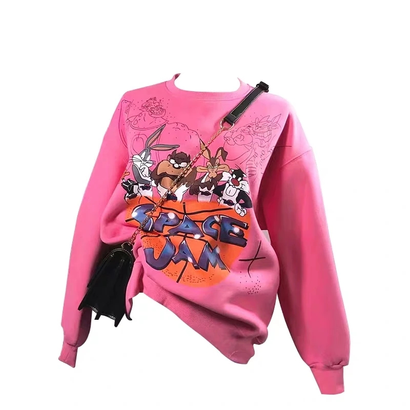 

Hot New Casual Loose Vintage Letter Sweatshirt Female Korean Kawaii Women's Sweatshirts Japanese Clothing For Women, Black