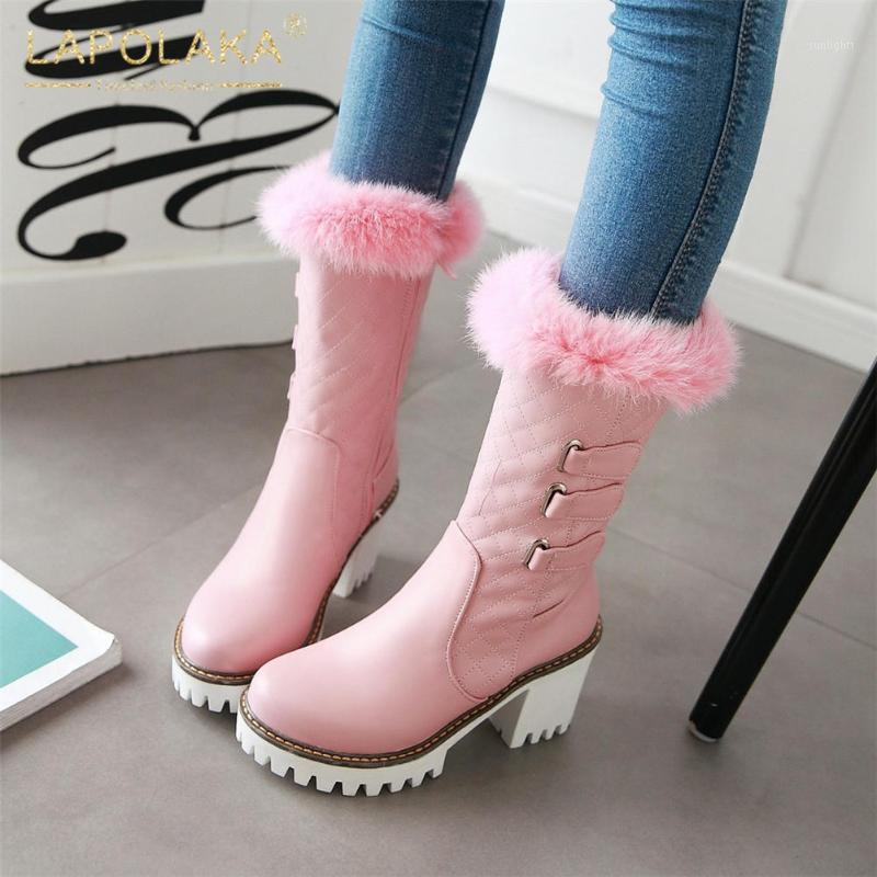 

Lapolaka 2021 New Arrivals Large Size 43 Skidproof Comfy Office Boots Women Shoes High Quality Warm Plush Winter Boot Lady1, Black