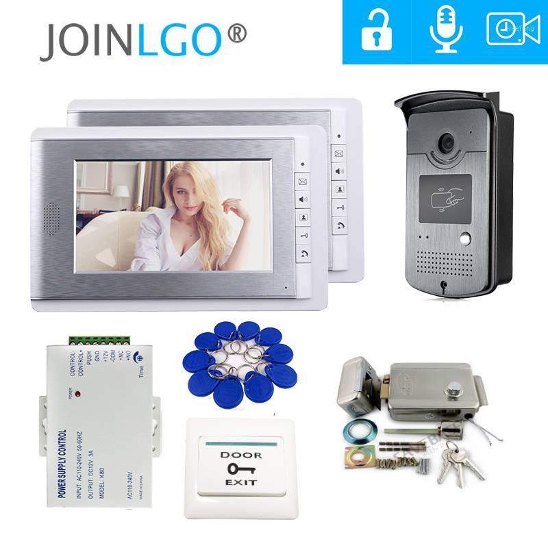 

Wired 7 inch Video Door Phone Intercom Doorbell Entry System + RFID Access Camera + Electric Control Door Lock 1 / 2 Monitor1