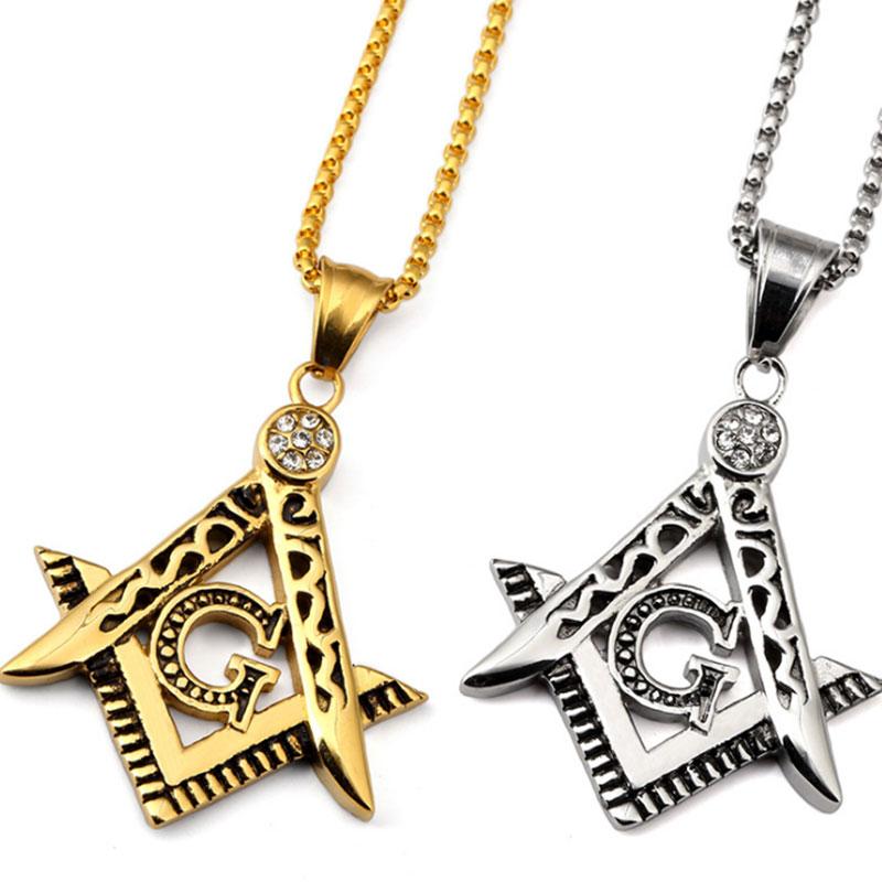

Masonic Pendant Stainless Steel Necklace Vintage Hiphop Jewelry Personality Cloth Accessories