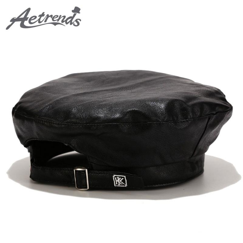 

AETRENDS] PU Leather Beret Cap Casual Solid Colors Elegant Lady Winter Hats Vintage Berets Z-10192, Black