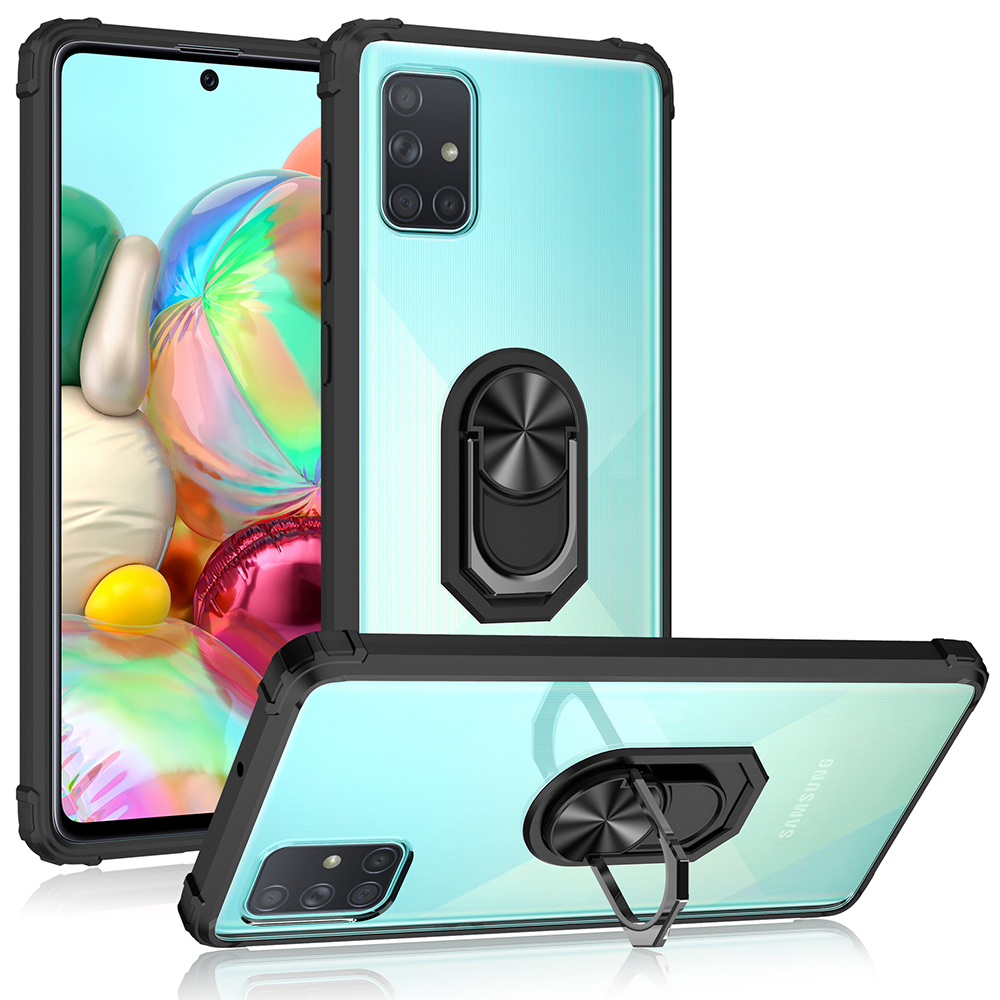 

Magnetic Car Mount Holder Ring Case For Samsung S20 FE A21S A51 A10S A20S A71 A01 Core A31 Pixel 5 XL Crystal Clear Cell Phone Case, Red