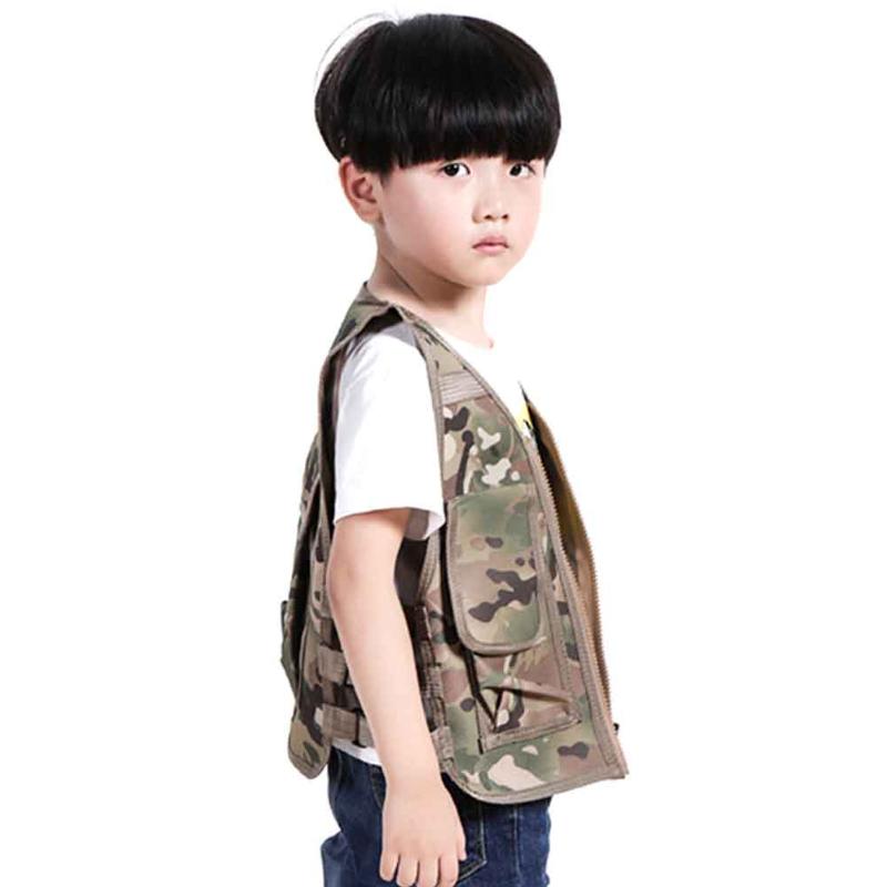 

Outdoor Multi Pocket Shooting Hunting Sports CS Game Adjustable Camping Nylon Cloth Field Children Tactical Vest Training, Black